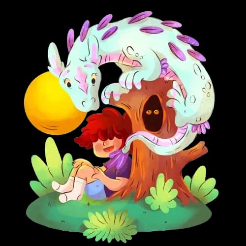 Child reading under a magical fantasy tree